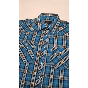 Studio 10 Men's‎ Classic Western Blue Pearlsnap Long Sleeve Shirt Size Large